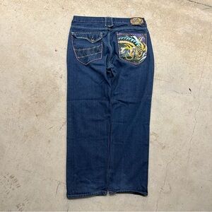 COPY - VTG 2000s Kaalu Dragon Snake Embroidered Multi Color Jeans Dark Wash Men…